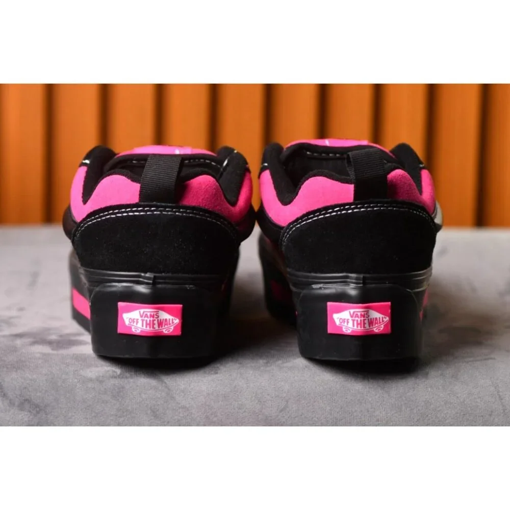 New! Size: 7.5 Women | VANS Knu Skate Platform Stacked | Black/Pink Satin - Picture 12 of 16